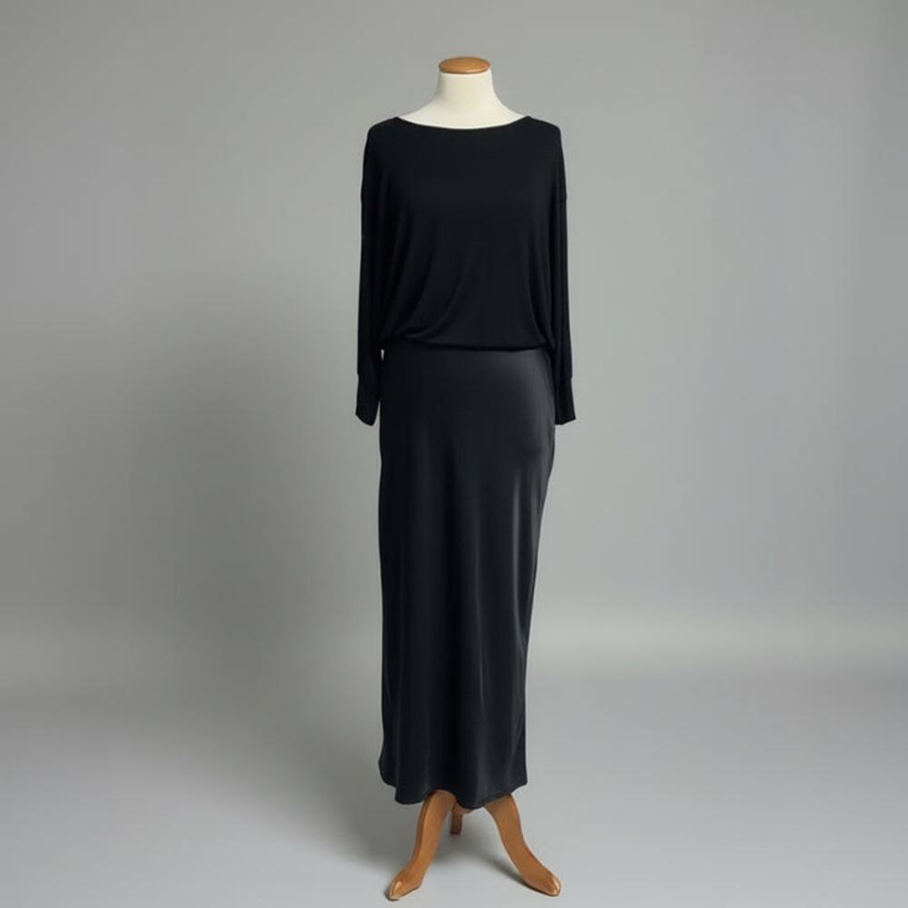Michael Stars black knit/satin Nadia 2-in-1 dress, Size S, NEW WITH TAGS!